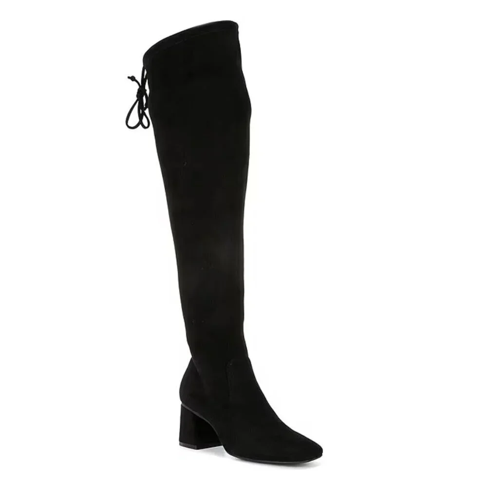 NEW Gianni Bini Laredo Stretch Fabric Over-the-Knee Block Heel Boots in Black